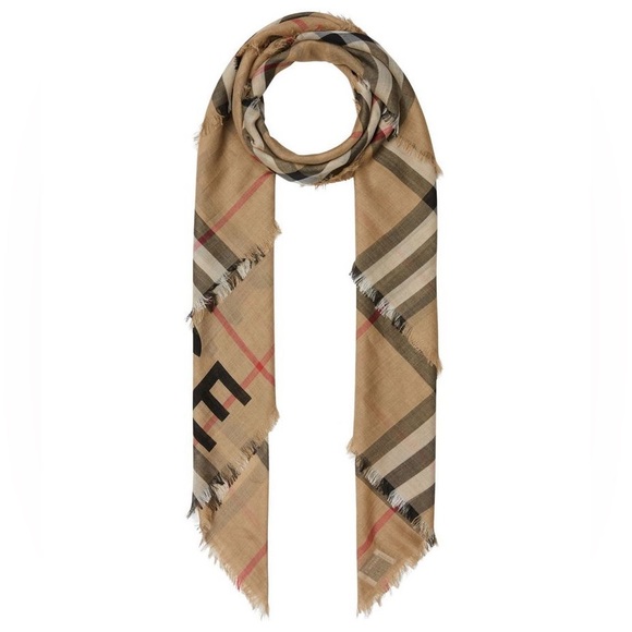 BURBERRY Horseferry Print Check Wool Silk Large Square Scarf - Picture 2 of 6